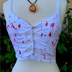 Blood splattered , braided teeth tank top sizes s,m,l,xxl